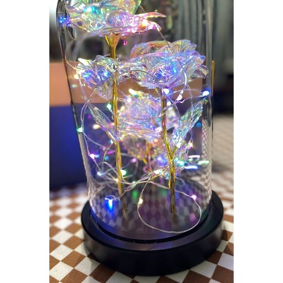 Gorgeous Glass Rose Flower Gift for Women Light-Up Forever Rose Glass Case - Picture 2 of 11